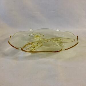 Lancaster Yellow Glass Footed Cake Plate